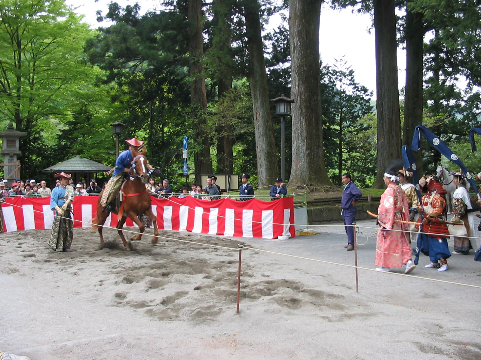 horse and rider at the start of the track takes off