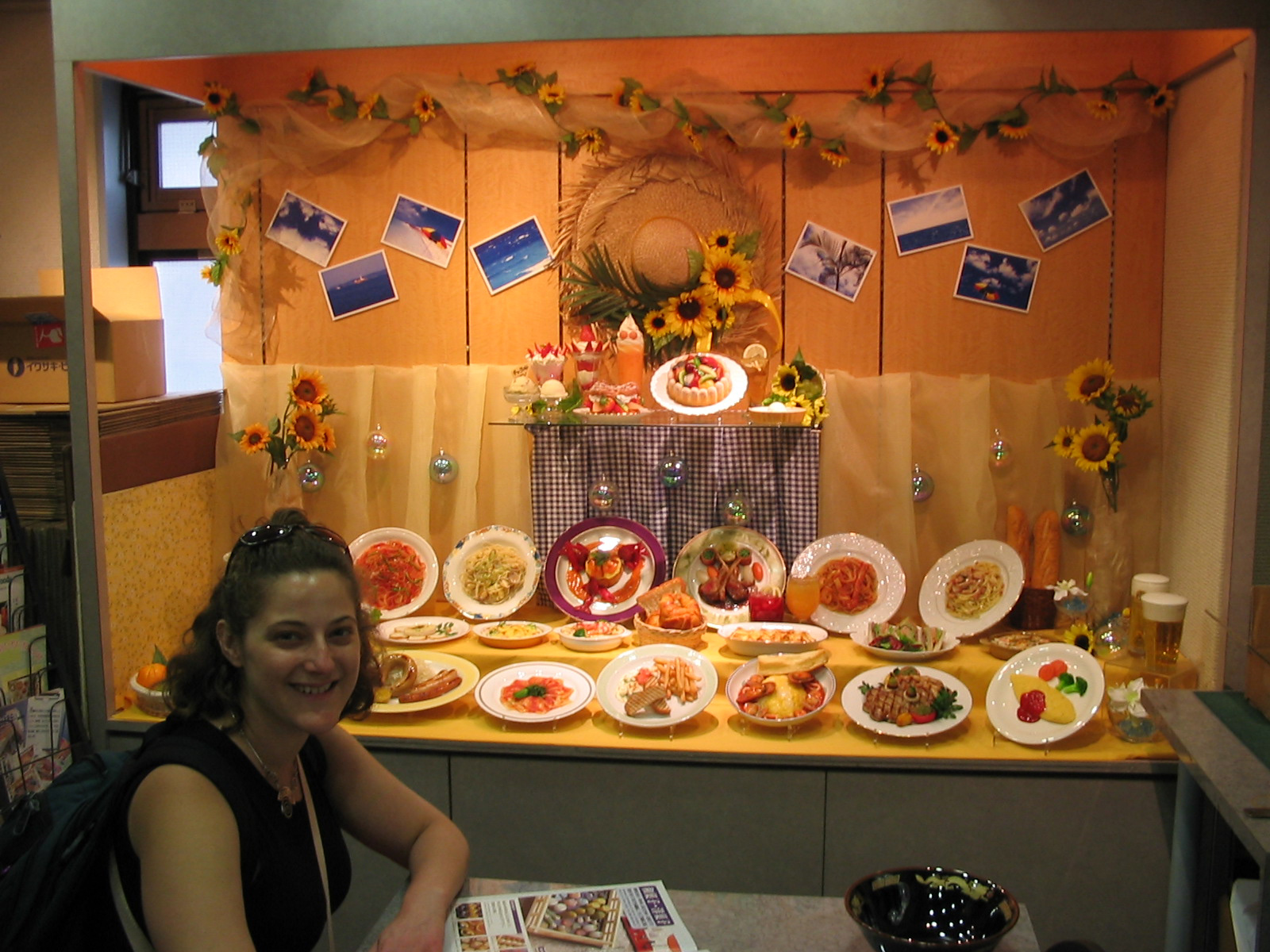 inside store with plastic food models